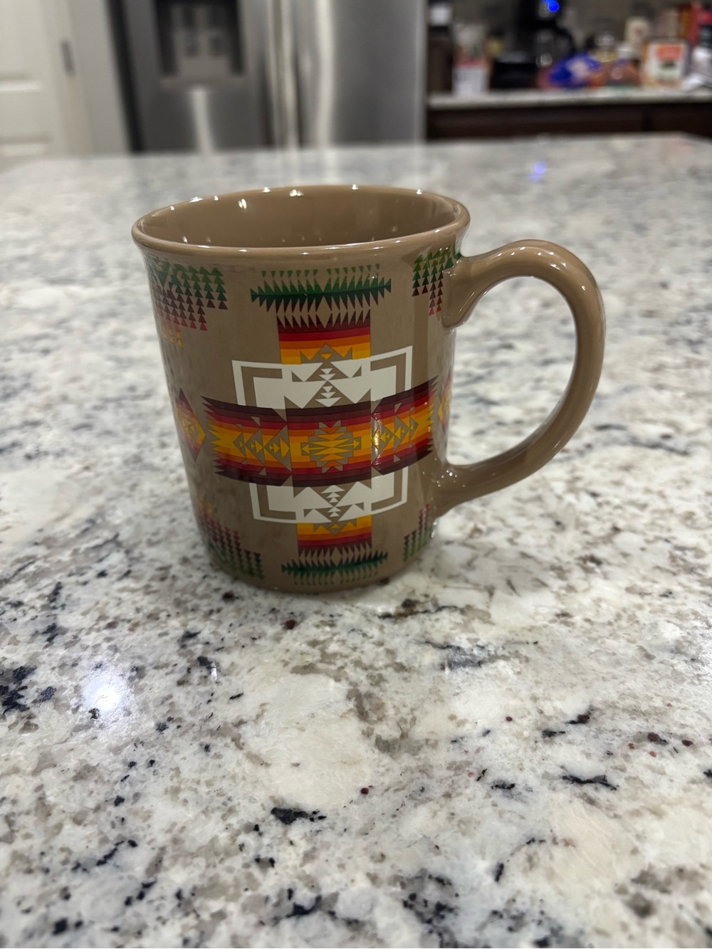 Pendleton Woolen Mills Chief Joseph Ceramic Coffee Mug Khaki Tan Southwestern